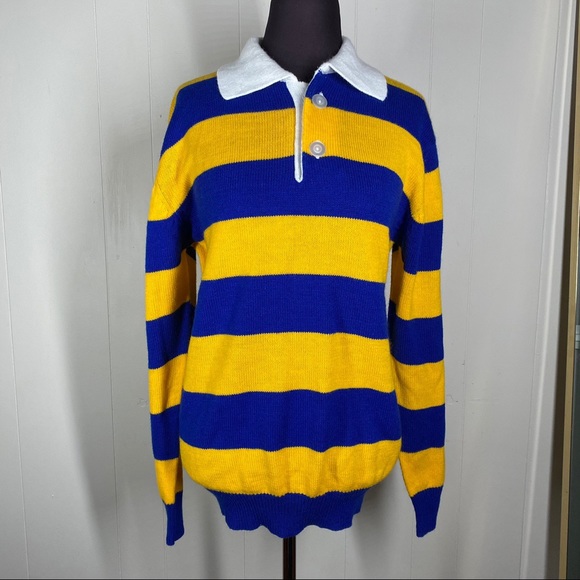 dehen Other - Vintage 50s 60s blue and yellow striped sweater